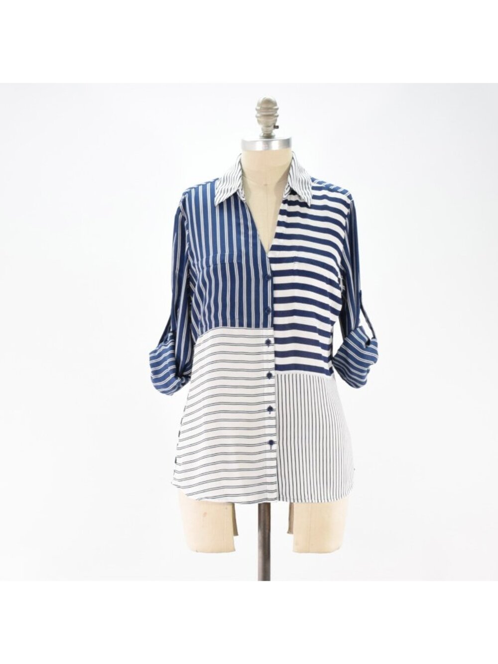 Express Blue Striped Portofino Button-Down Blouse
